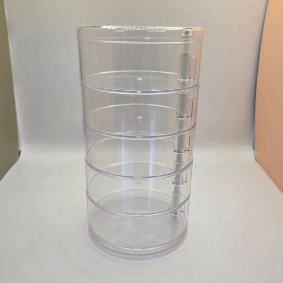 Clear Plastic Small Jewelry Organizer, 5-Layers Rotatable Storage Box with Lid - Picture 1 of 11